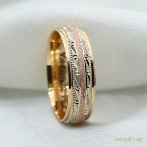 10 K Gold wedding Band 6mm , white gold, yellow gold, rose gold, engagement